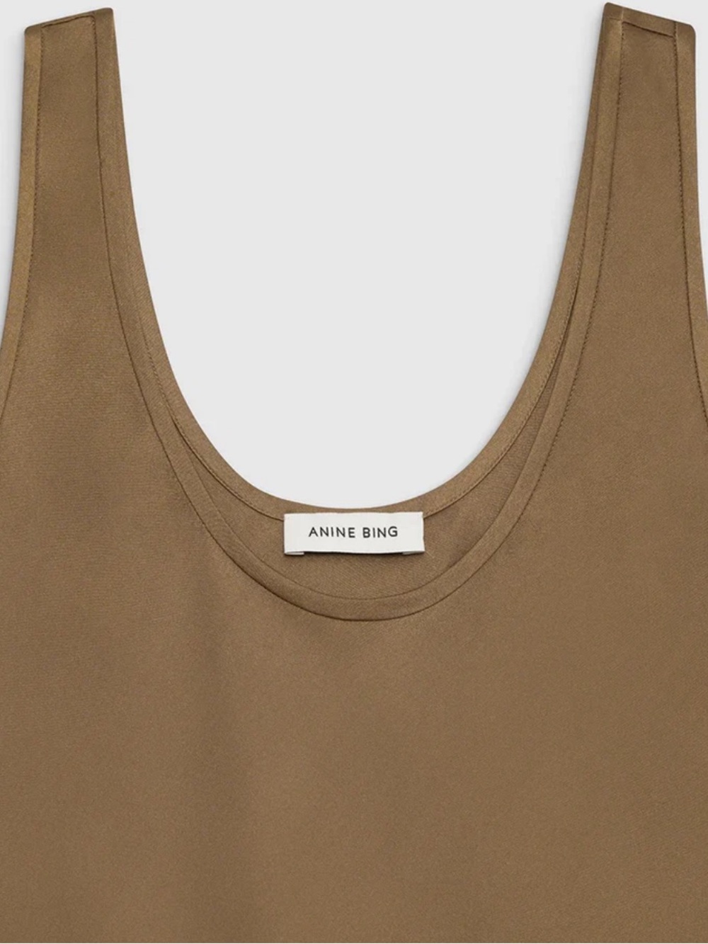 Anine Bing Taupe Satin Scoop Tank - Picture 5 of 7